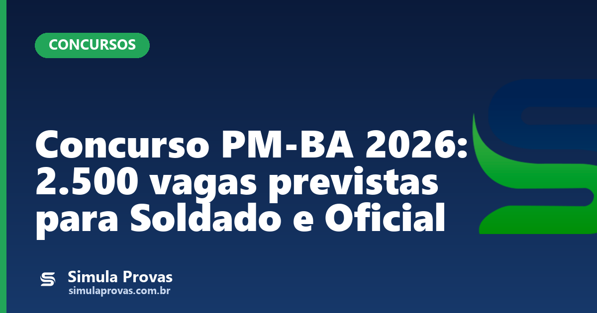 Concurso PM-BA 2026: 2.500 vagas previstas para Soldado e Oficial