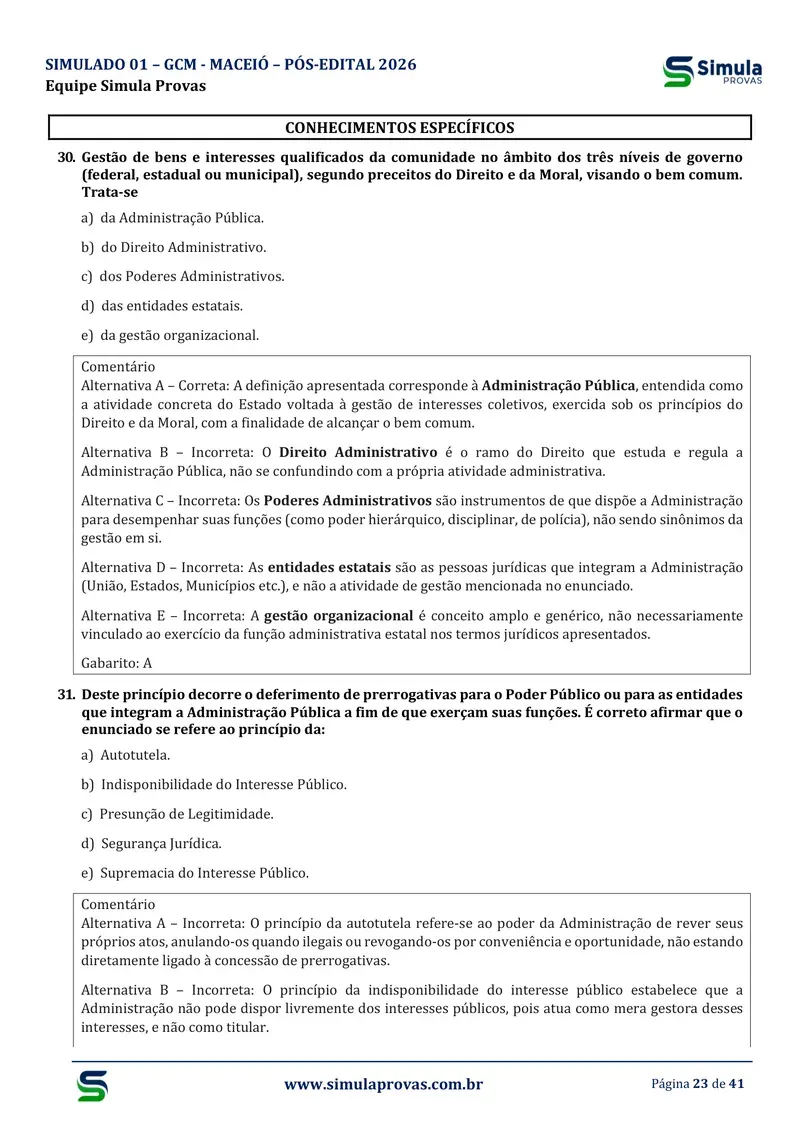 Comentário em toda questão — GCM-Maceió 2026