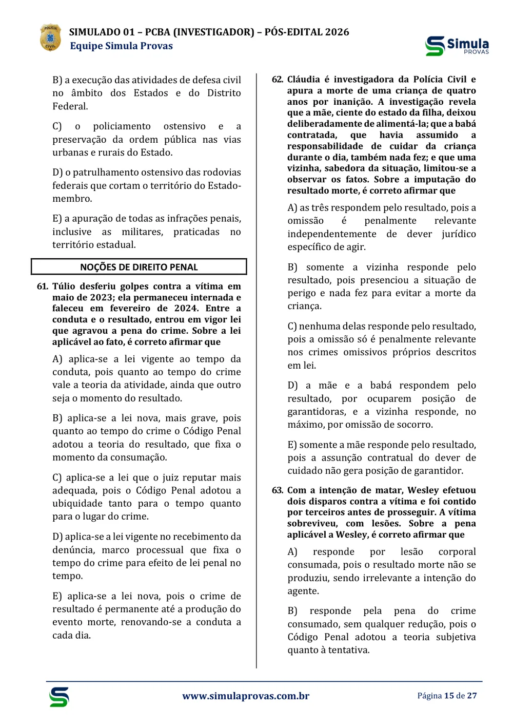 Amostra real do Simulado 01 — Noções de Direito Penal