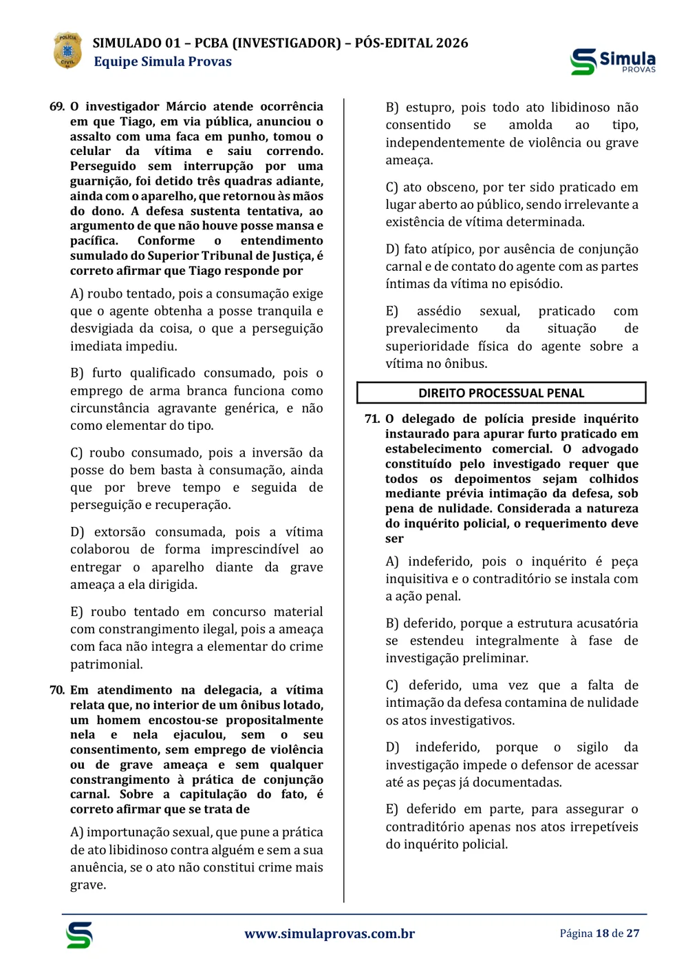Amostra real — Direito Processual Penal