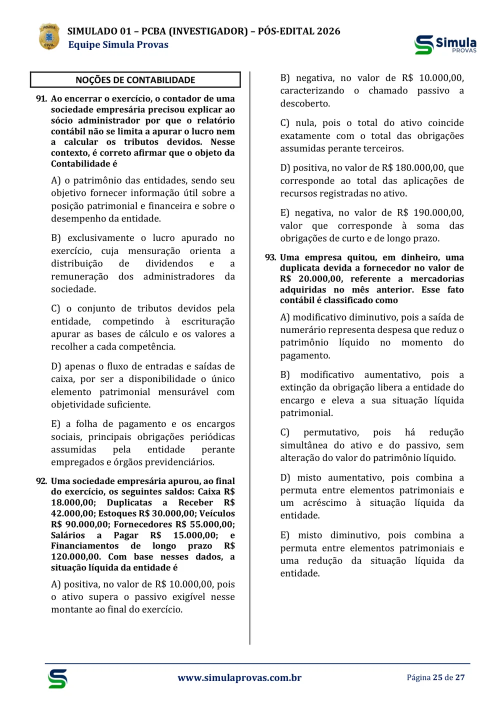 Amostra real — Noções de Contabilidade