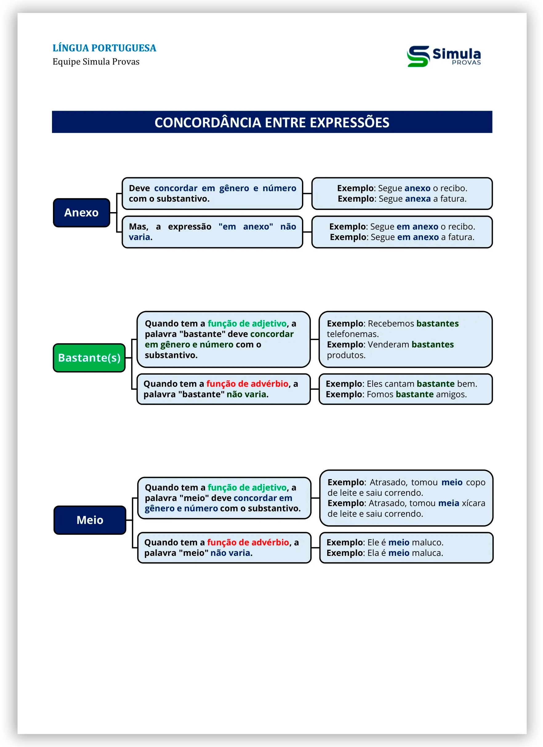 Língua Portuguesa — Concordância — resumo PC-BA Investigador