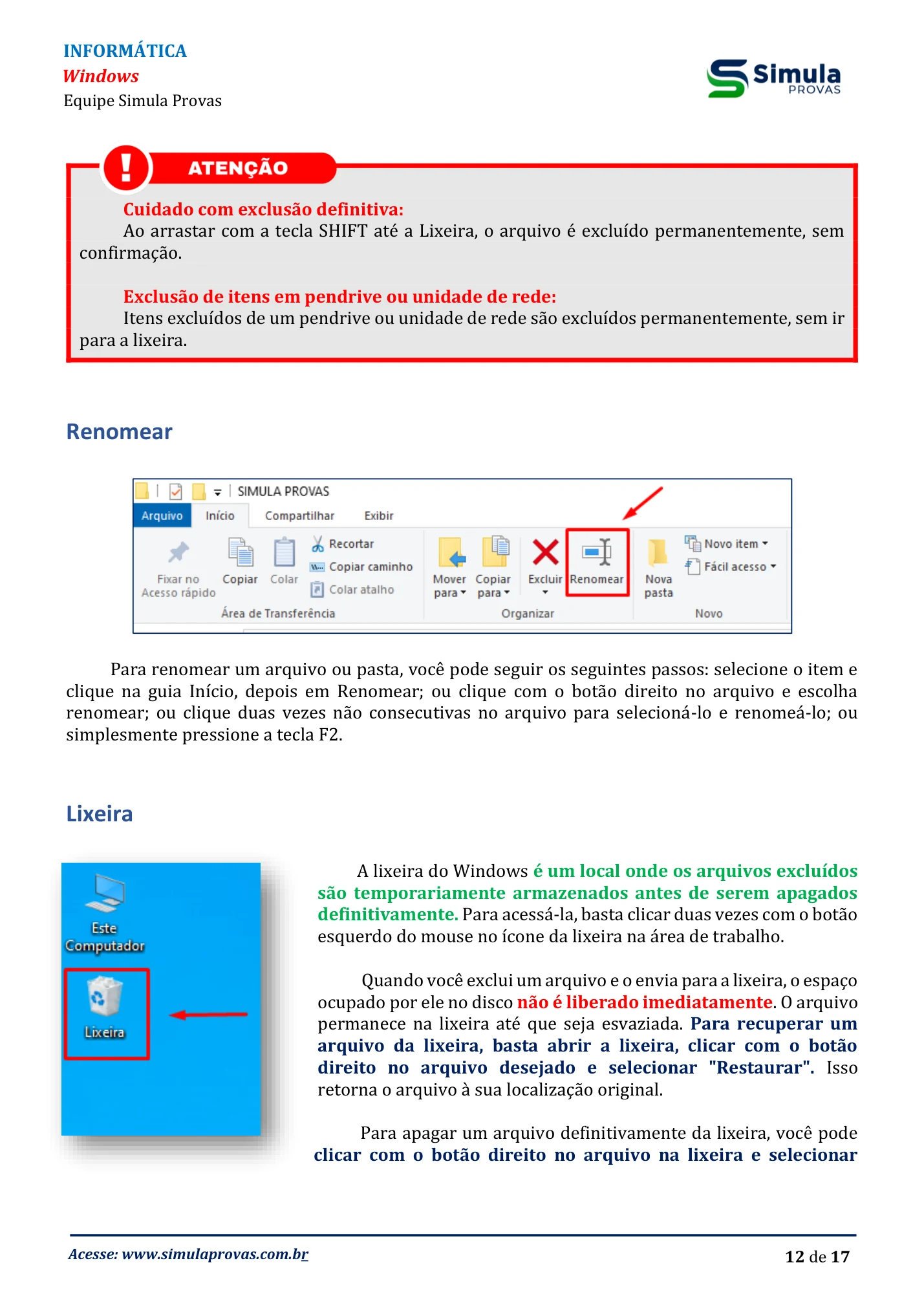 Informática — Windows — resumo PC-BA Investigador