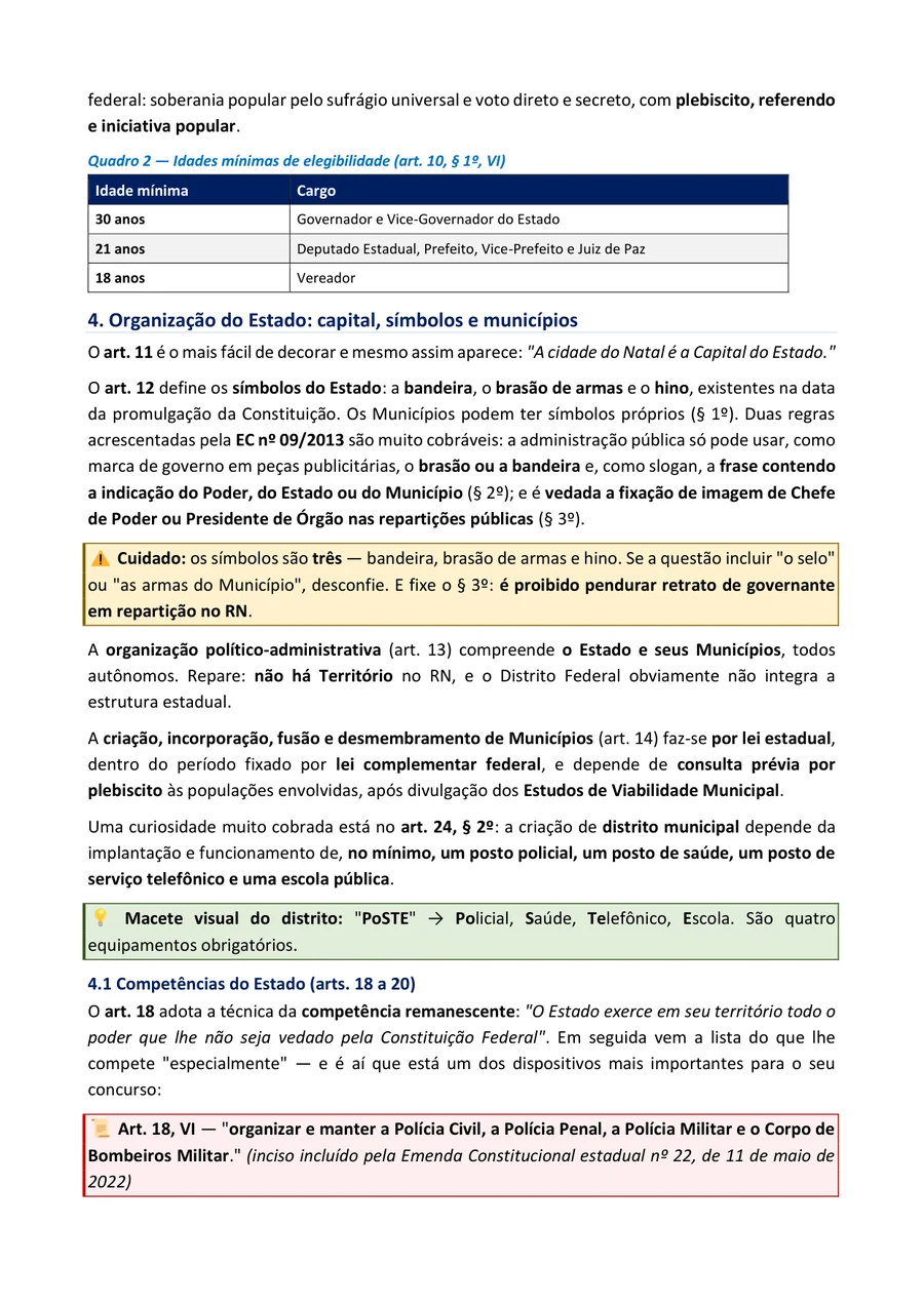 Amostra real dos Resumos — Constituição do Estado do RN