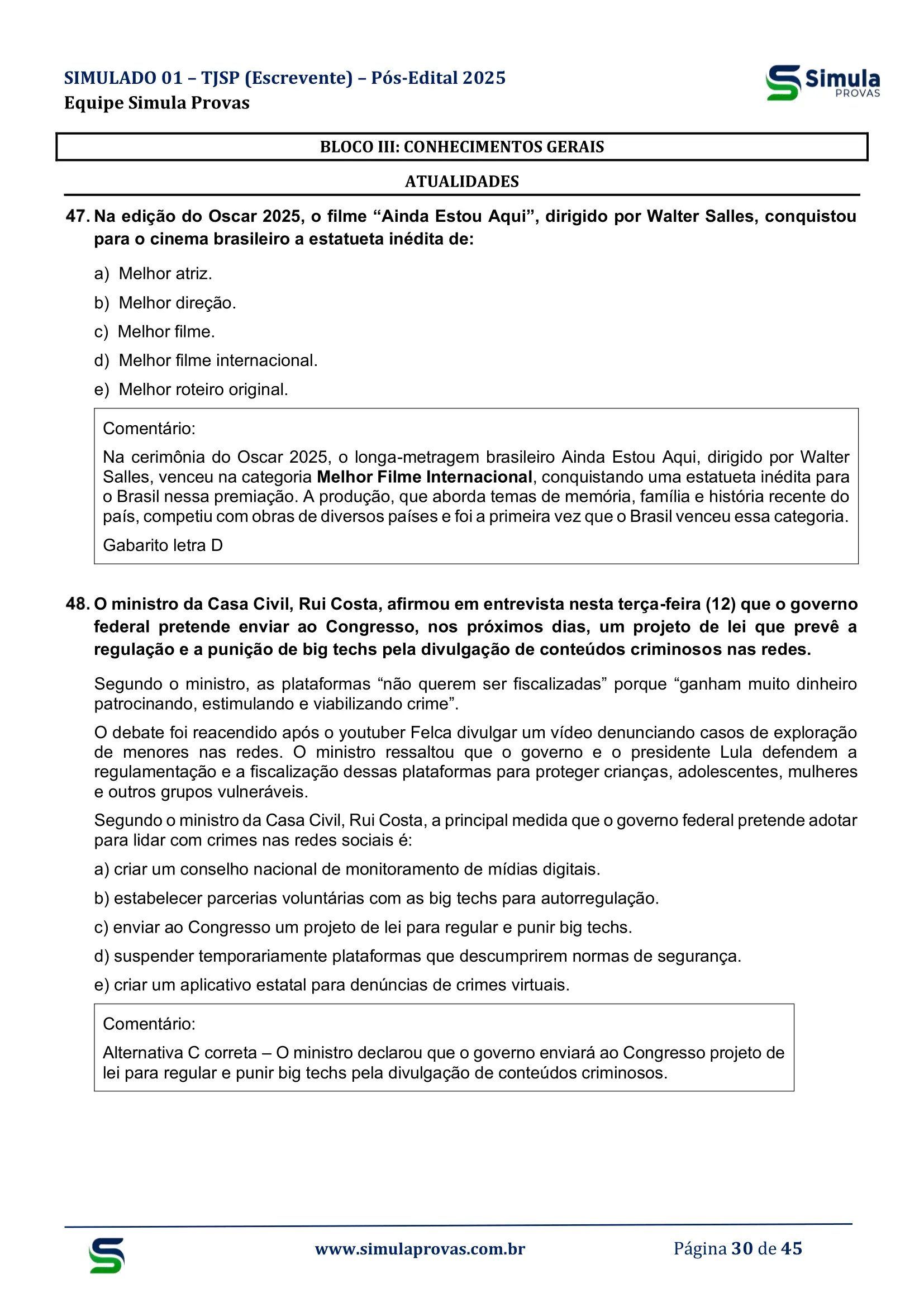 Gabarito Comentado TJSP